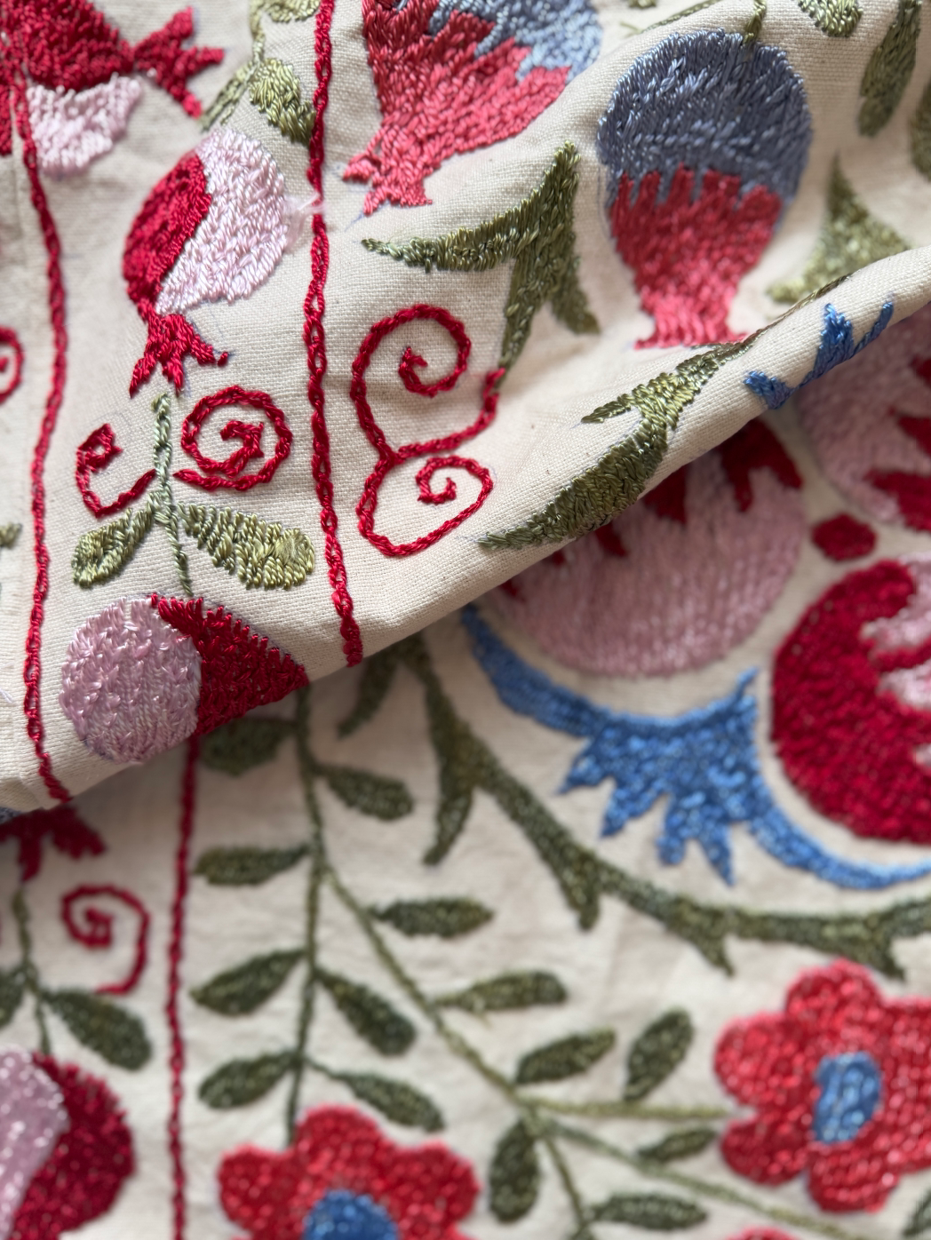 Bold Multicoloured With Pink Large Suzani Fabric
