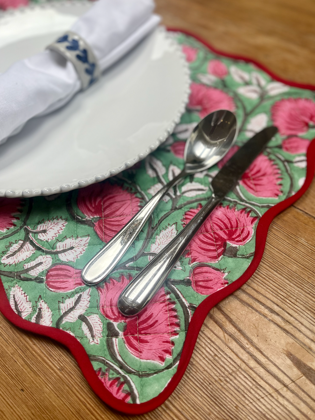 FINAL STOCK - Pink & Green Placemat