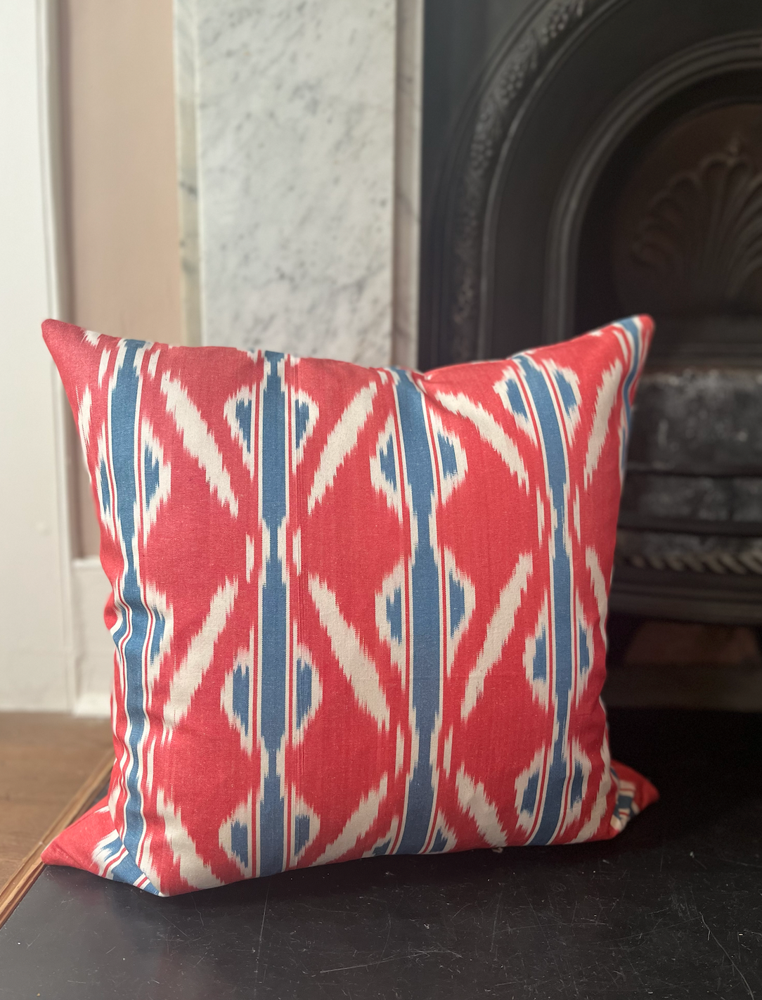 Red & Blue Cotton Ikat Cushion