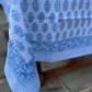 Blue & White Blockprinted Cotton Tablecloth - Various Sizes