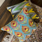 Fabulous Blue, Red & Yellow Flower Silk Suzani Cushion with Piped Edge