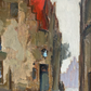 Beautiful Warm City Motif Framed Oil Painting by KNUT NORMAN