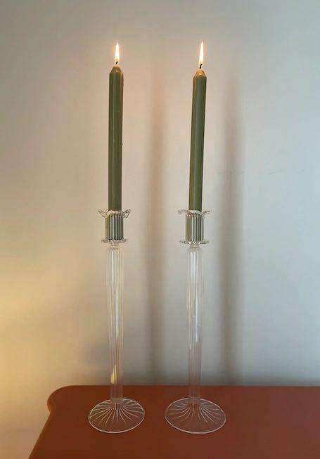 Tall Glass Candlestick - Clear