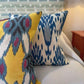 Yellow & Blue Cotton Ikat Cushion
