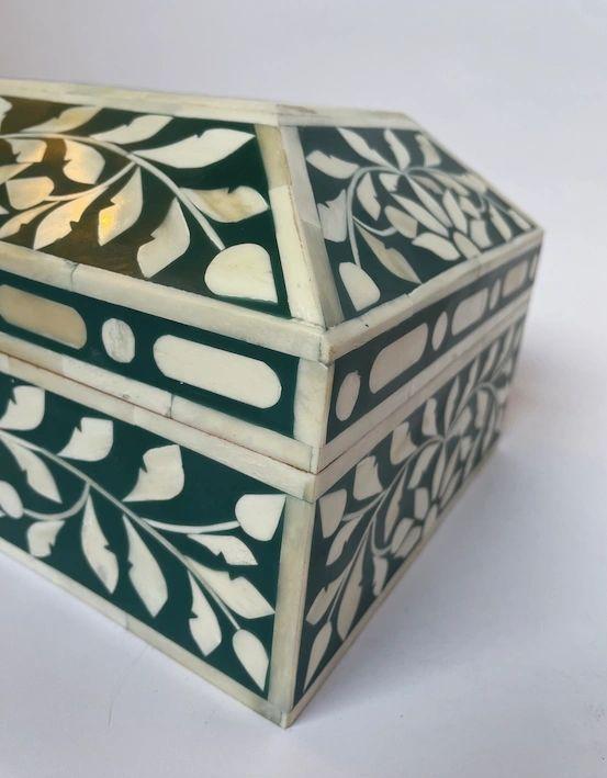 Inlaid Bone Decorative Box with Lid - Various Colours