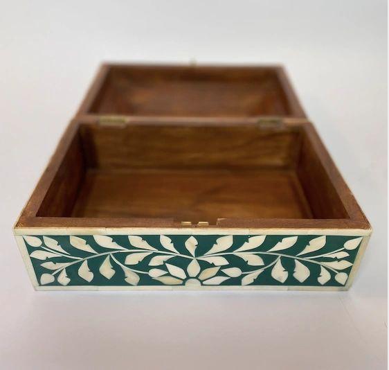 Inlaid Bone Decorative Box with Lid - Various Colours